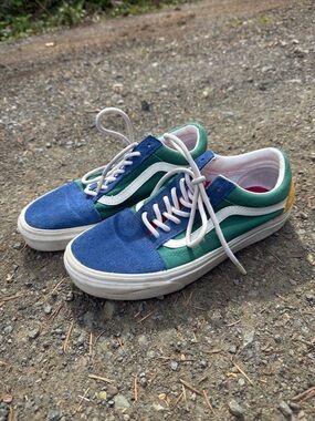 Vans Multicolor Low-Top Skate Shoes — Blue, Green & Red